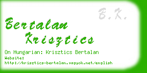 bertalan krisztics business card